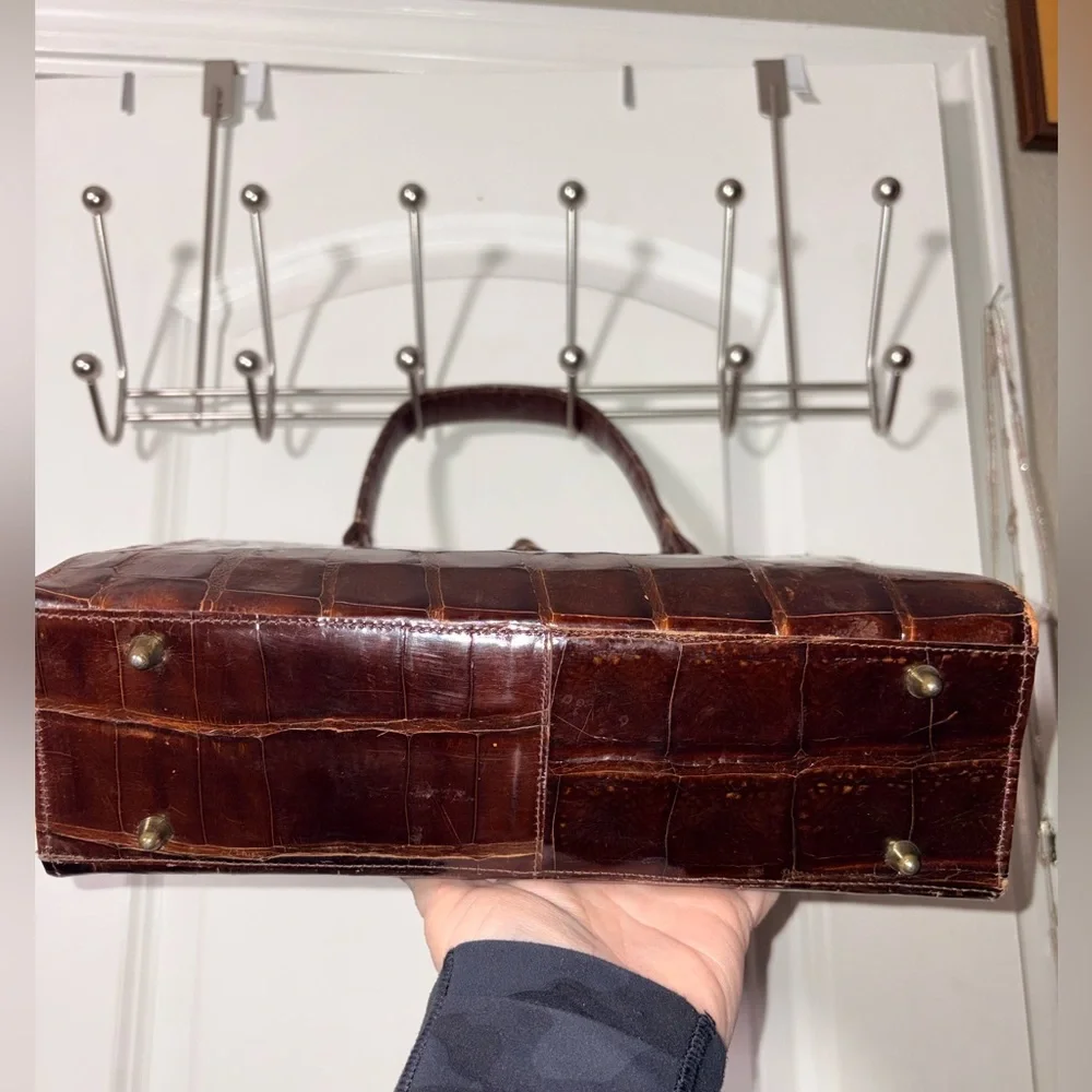 Vintage Vassar Genuine Alligator Satchel Handbag Brown - Picture 4 of 16